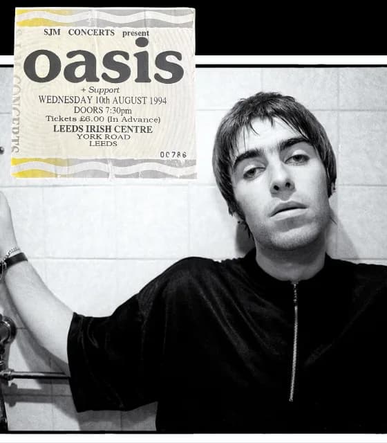 Liam Gallagher performing at Leeds Irish Centre